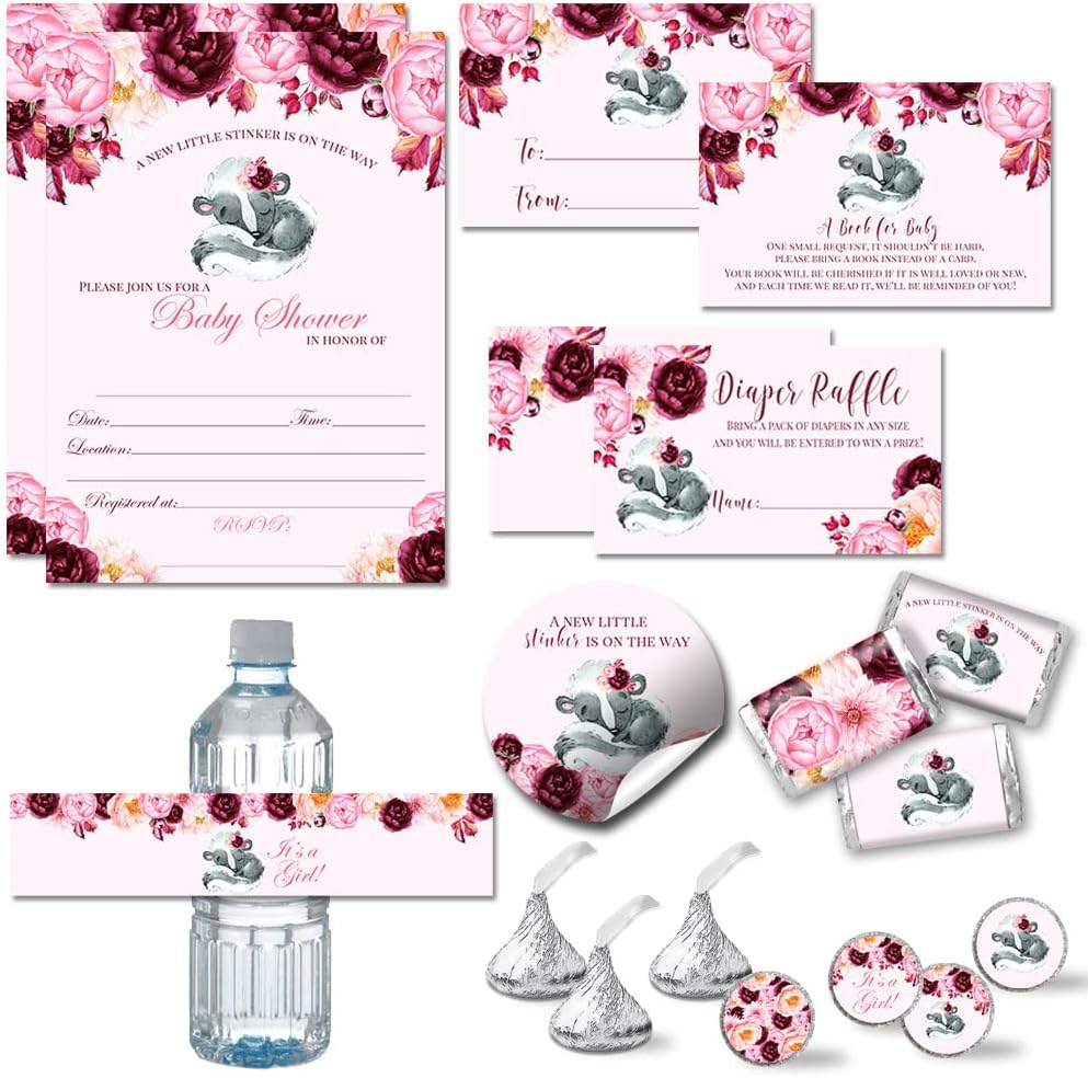 Amanda Creation “Guess Whooo” Cute Owl Girl Baby Shower Party Bundle Includes 20 each of Invitations with Envelopes + 4 Different Sizes of Decorative Stickers, Diaper Tickets & Bring a Book Cards