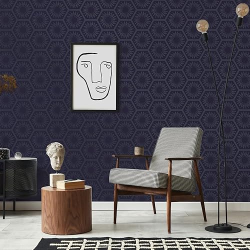 Miniatura 3 de Tempaper Royal Blue Hello Sunshine - Papel tapiz removible para despegar y pegar, 20.5 pulgadas x 16.5 pies, fabricado en los Estados Unidos