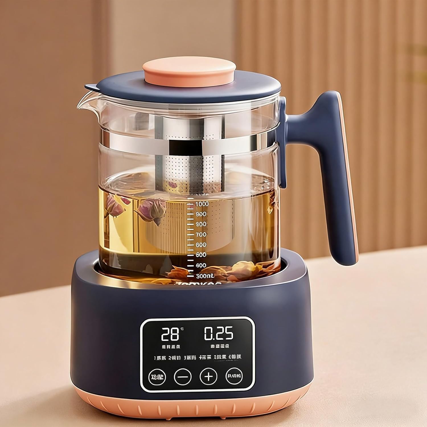 Bouilloire électrique de 1,3 L et pot de santé en verre pour infusions