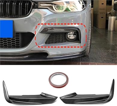 1 Pair Car Front Bumper Lip Splitter Canards Spoiler Compatible for BMW F30 F31 M Sport 2012-2019 Fog Lamp Eyebrow Frame Cover Grille(Type A-Glossy Black)