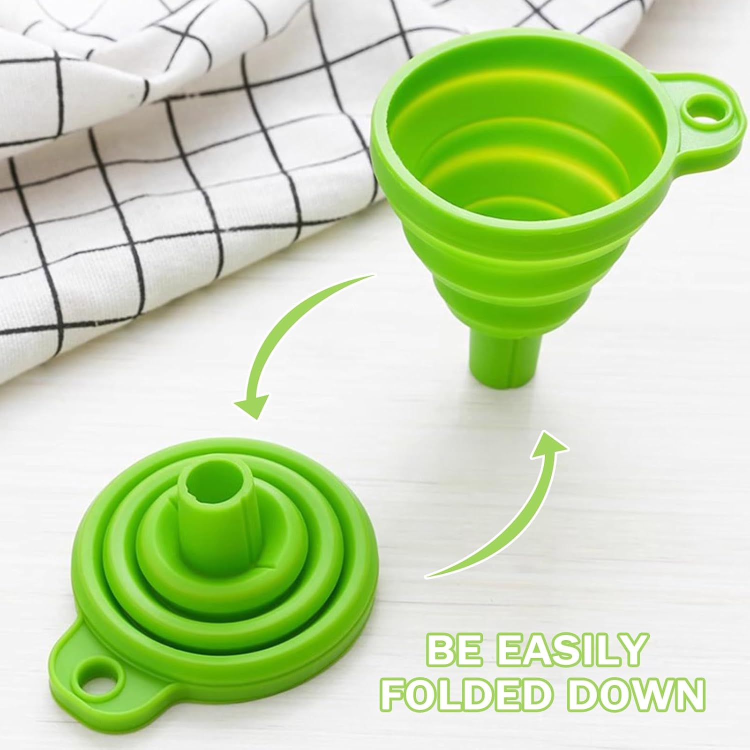 Medsuo 2 PCS Collapsible Funnels Silicone, Collapsible Kitchen Funnels