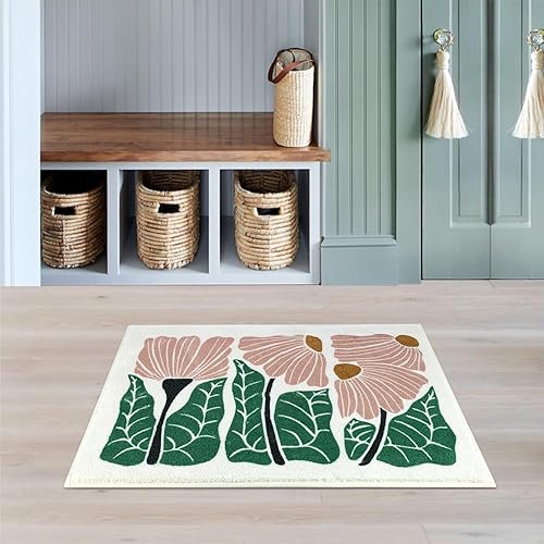 Miniatura 7 de SHIYUE Alfombra de baño con diseño de flores coloridas para alfombras de baño, microfibra ultrasuave y esponjosa, absorción de agua, antideslizante,