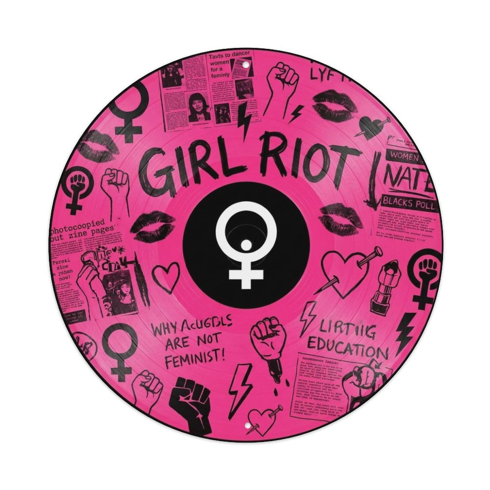 Riot Grrrl Pink Punk Vinyl Records Music Cover Metal Tin Sign