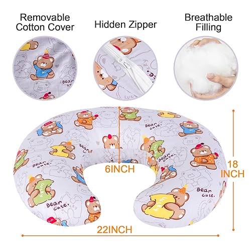 Miniatura 6 de Almohada de lactancia para bebé, almohada ajustable para alimentación con biberón, esencial para lactancia materna para mamá y bebé más saludable,