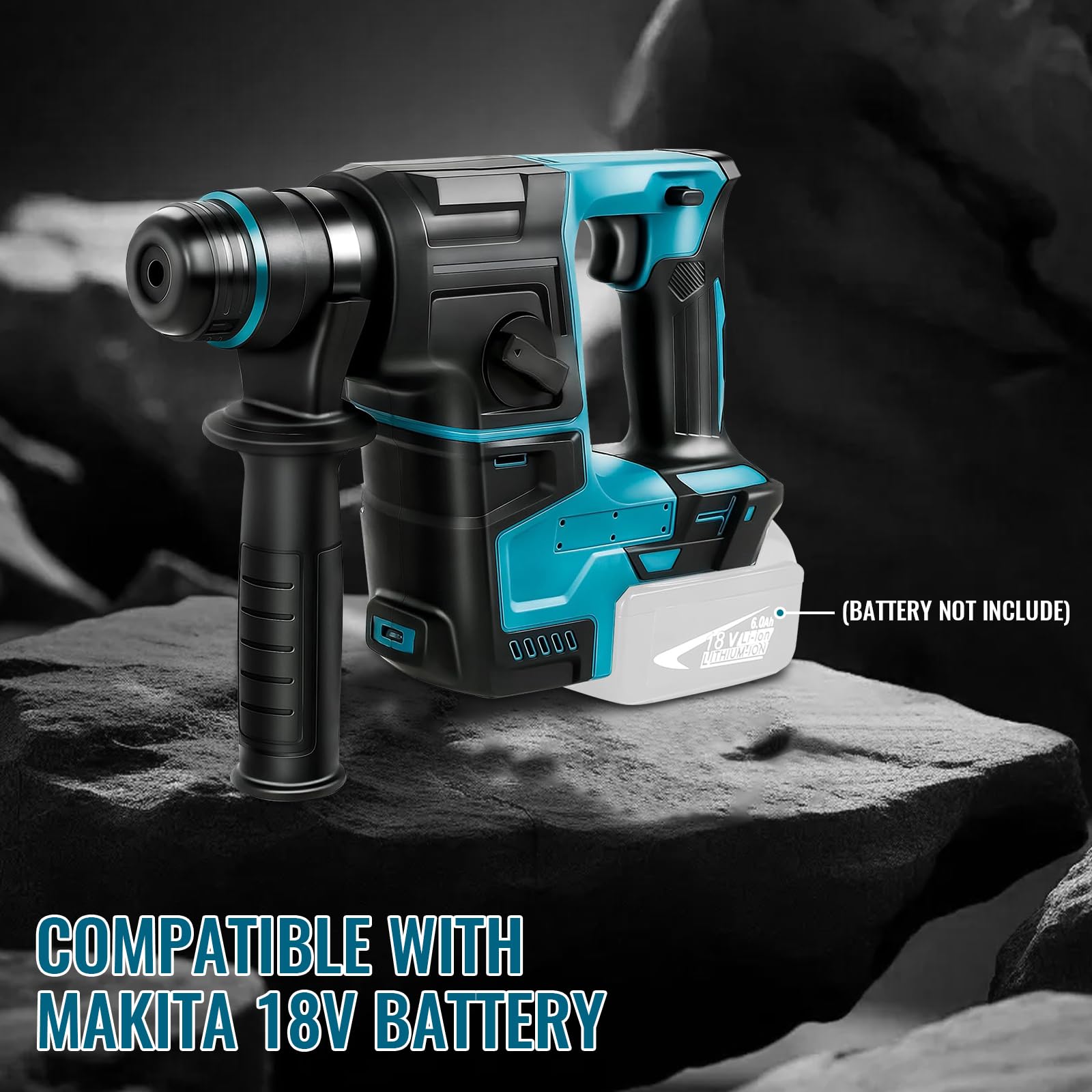 LIROPAU Martillo Perforador a Batería Compatible con Batería Makita 18V con 8 Brocas y Guantes, 2,2 J, 1400 U/min, 4200 bpm, SDS Plus Mandril para Uso Doméstico y Profesional (sin batería)