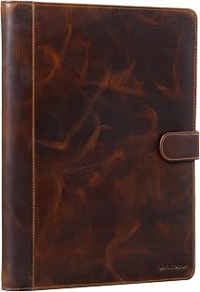 STILORD Lennoxus Konferenzmappe Leder für 12,9 Zoll iPads Aktenmappe Dokumentenmappe DIN A4 Schreibmappe Vintage Echtleder Farbe:Obsidian schwarz