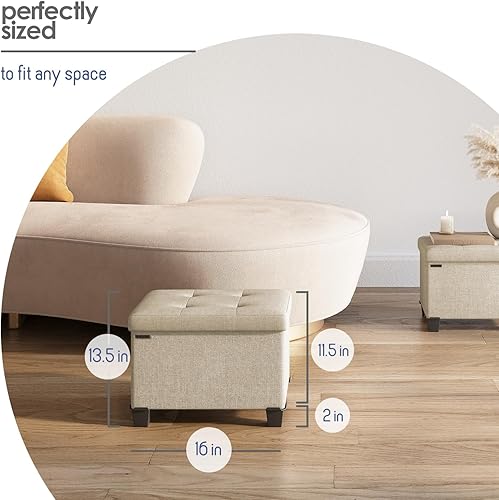 Miniatura 566 de Otomana plegable para dormitorio o sala de estar, con contenedores de almacenamiento, reposapiés para el extremo de la cama, soporta hasta 660 lb,