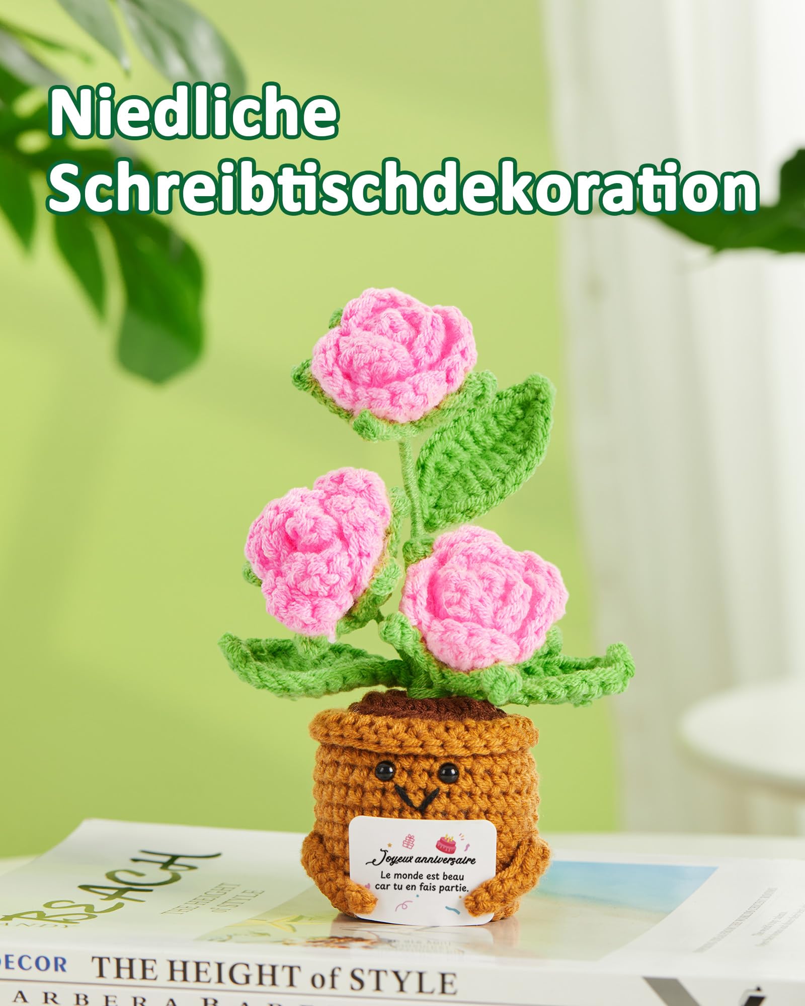 Cadeau Anniversaire Femme Personnalisé Rose Au Crochet Original Idee Motivation Positive 18 30 40 50 60 70 Ans