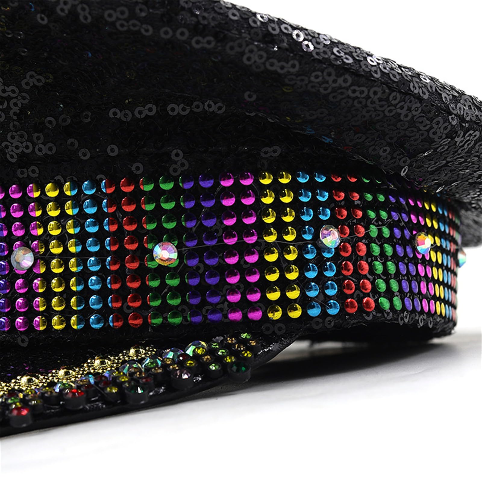 Strass-Paillettenhut für Damen, Hochzeit, Braut, schwarzer Sergeant-Hut, modischer Geburtstagsparty, Kapitän für Nachtclub, Party, Braut