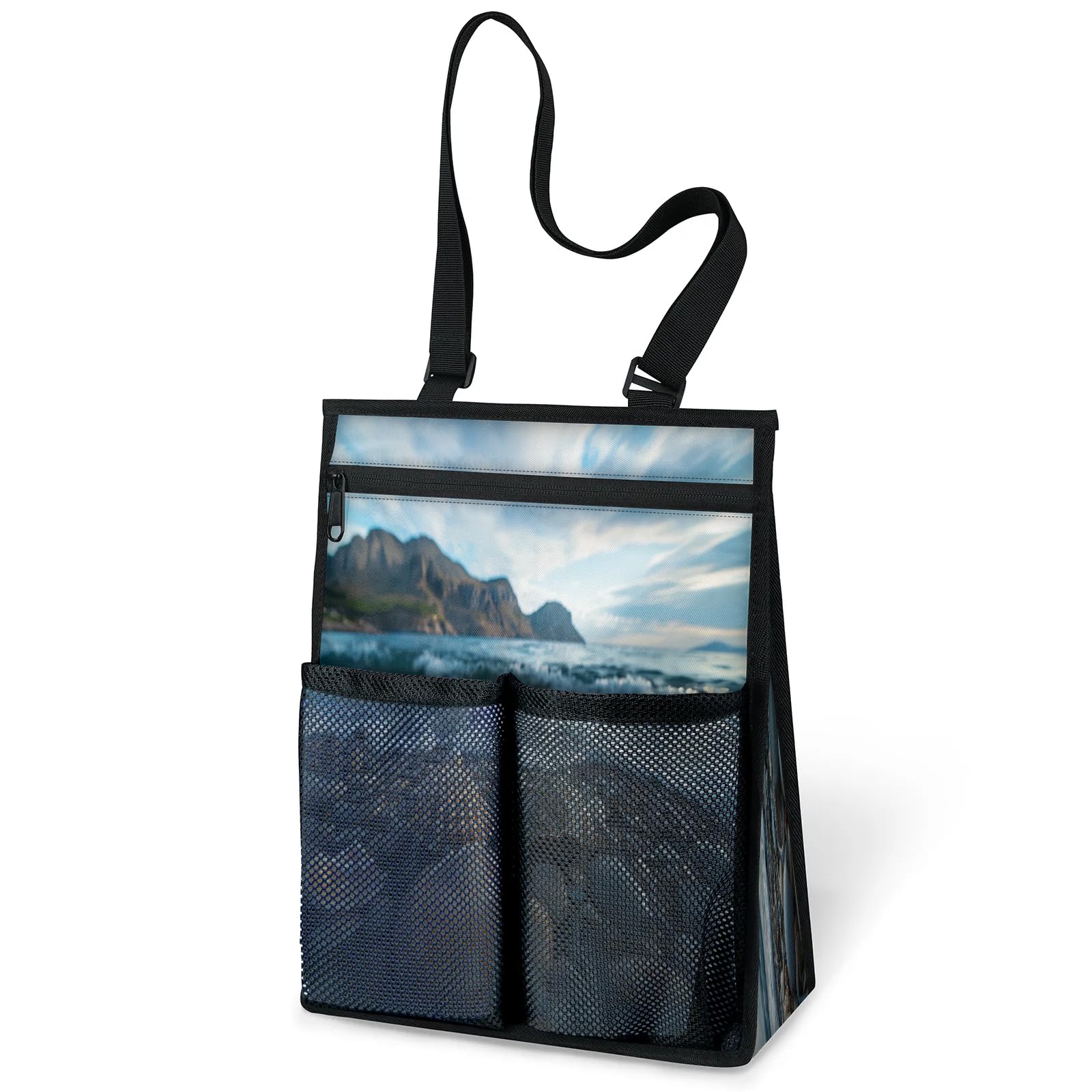 Ourtheme Seashell Ocean Beach Portable Shower Bag for Travel Gym Camp Beach Tote Shower Caddy Bags Hanging Toiletry