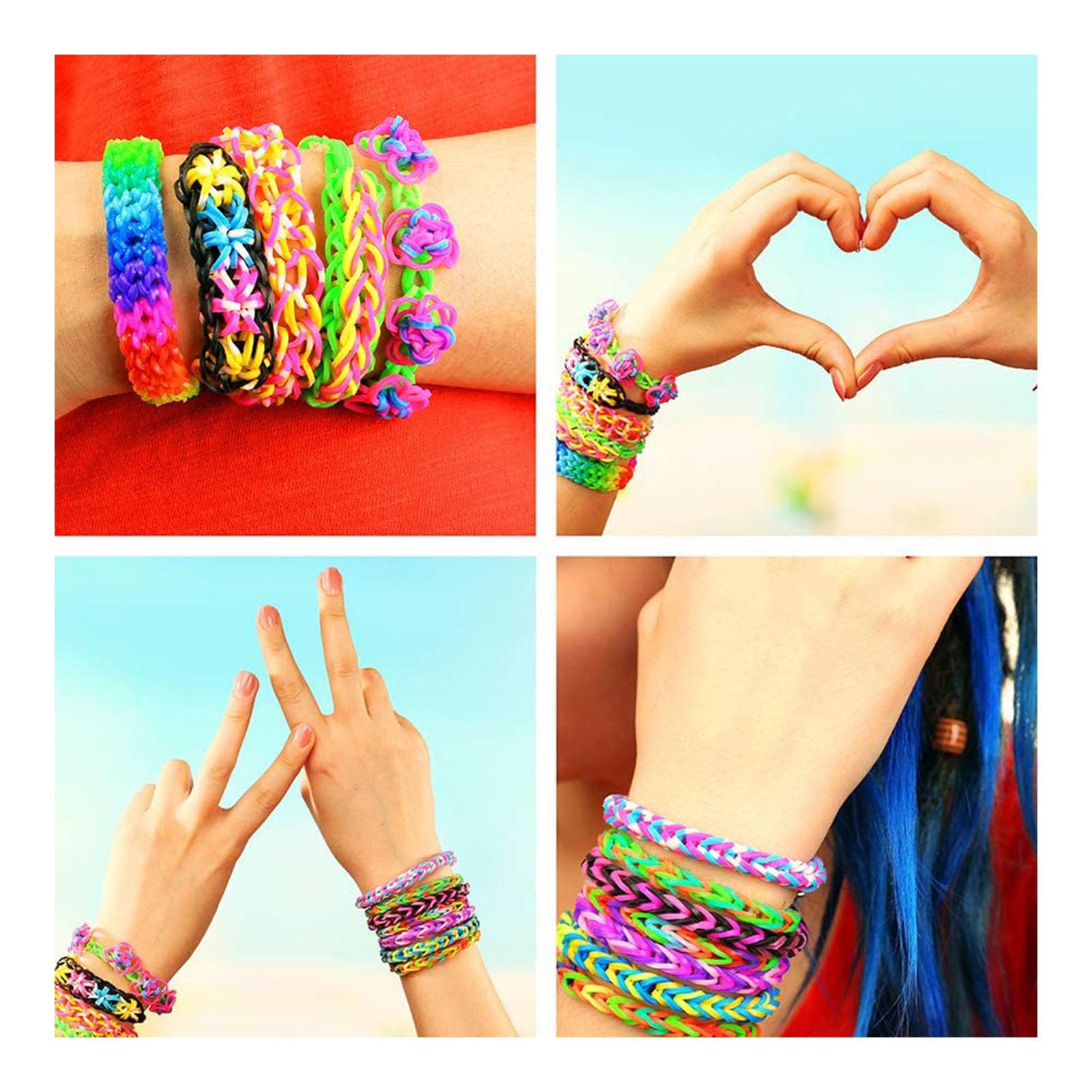Armband-Herstellungsset mit 3352 Perlen, Schmuckherstellungszubehör für Kinder und Anfänger, verschiedene Stile, kräftige Farben, Perlenset, inklusive 48 Werkzeugen und Fäden,