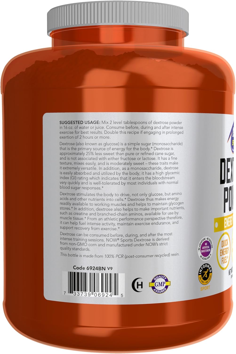 NOW Foods Sports Nutrition, Dextrose Powder (Monosaccharide), Energy Production*, 10-Pound