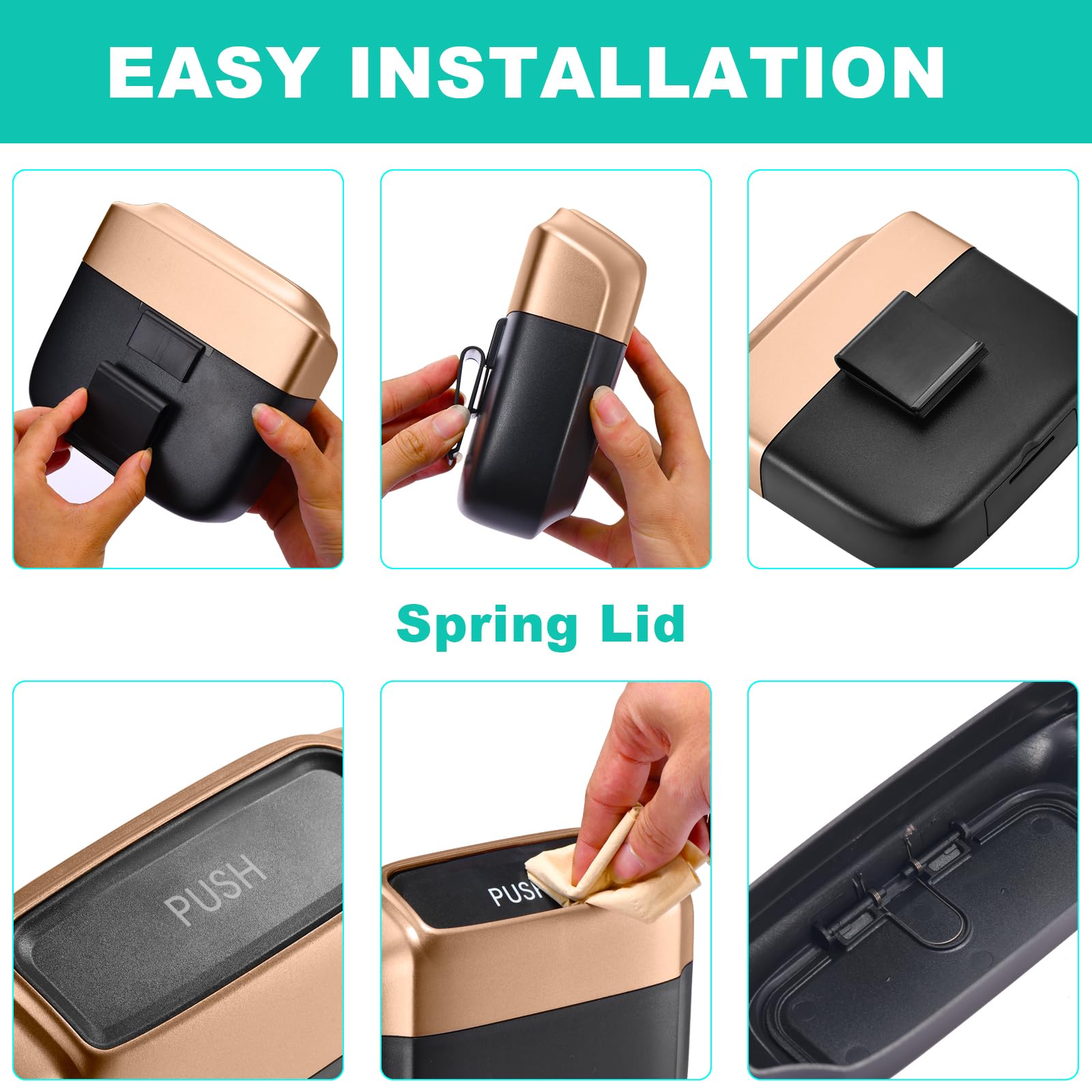 Lot De 2 Petites Poubelles De Voiture Avec Couvercle, Porte