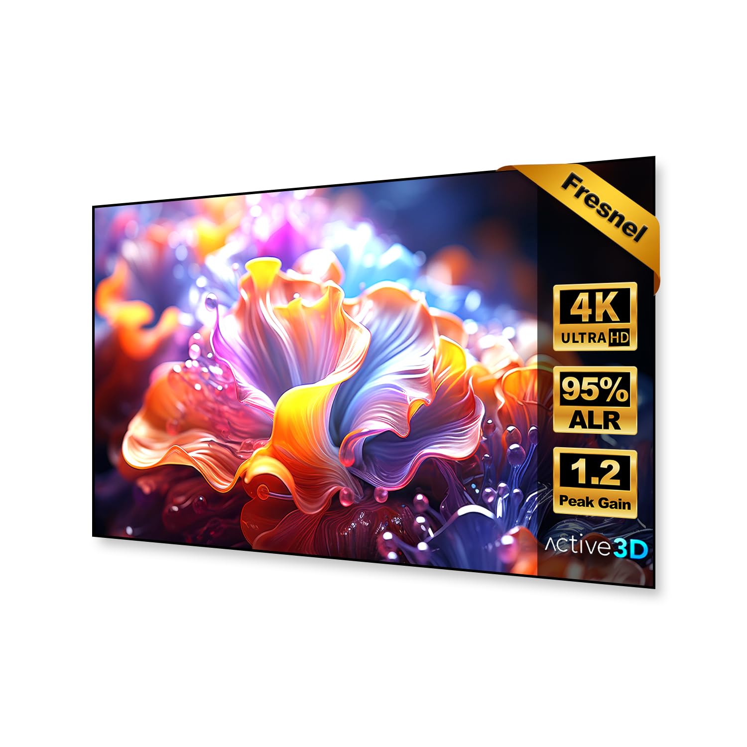 Schermo Fresnel per Proiettore 100 Pollici ALR CLR, Ultra Corta Distanza, Cornice Fissa da Parete, Guadagno 1,2, 4K/8K UHD, Active 3D, 95% Reiezione della Luce Ambientale, Home Cinema