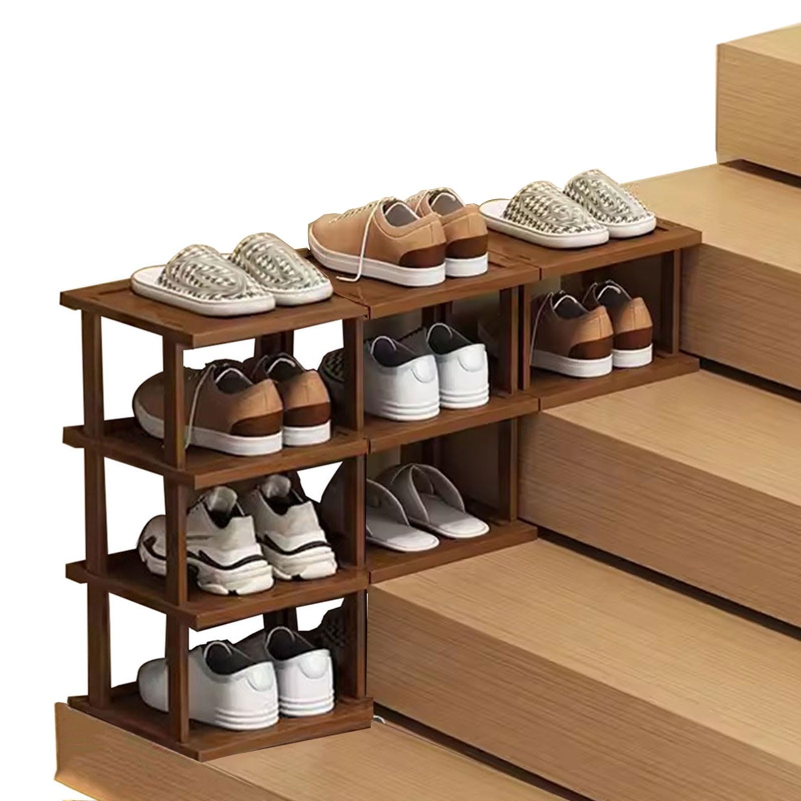 Wąski, oszczędzający miejsce stojak na buty na schody, wejście, DIY, buty do przedpokoju, salonu, szafy (4+3+2 poziomy) – wszechstronne rozwiązanie do przechowywania butów