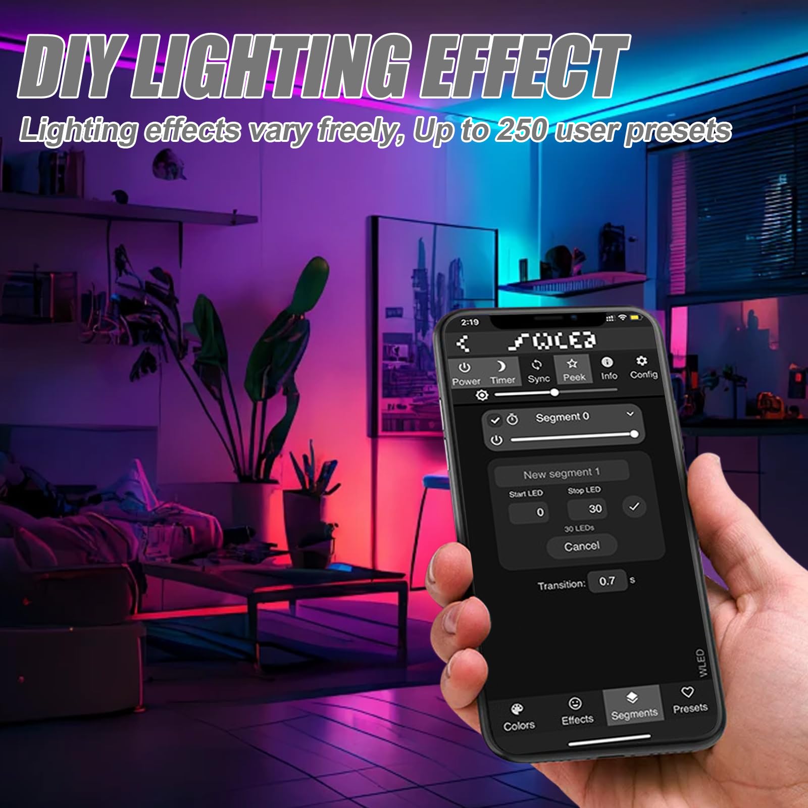 Contrôleur WLED ESP32 avec microphone - Contrôleur numérique LED pour bandes LED RVB / RGBW addressables (WS2812B, WS2811, SK6812) - 5-24 V CC - Contrôle de la lumière DIY avec 100 effets