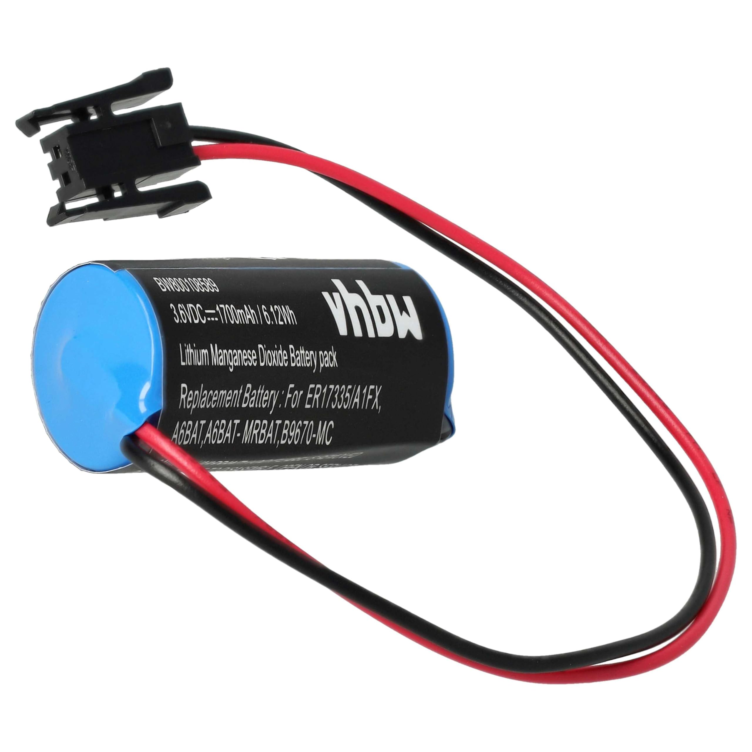 vhbw 10 x bateria zastępuje Mitsubishi B9670-MC, A6BAT, A6BAT-MRBAT, do sterowania przemysłowego (1700 mAh, 3,6 V, litowo-jonowy)