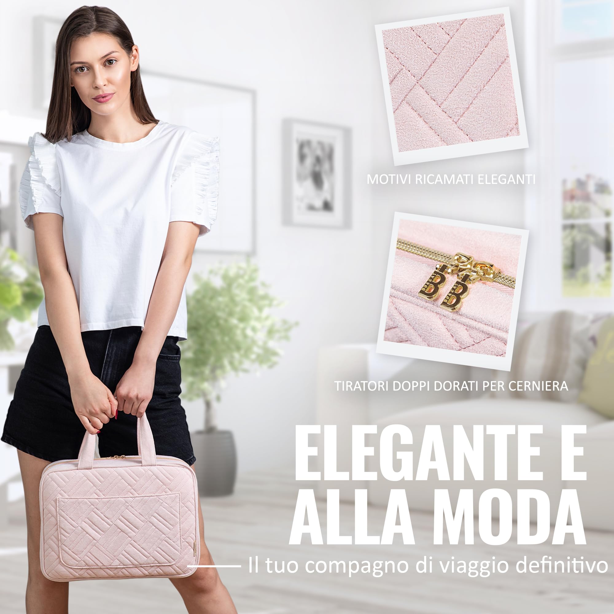 BOACAY Grande Beauty Case da Viaggio, Borsa da Toilette Appendibile per Donna e Ragazza, Trousse per Trucchi e Organizer per Cosmetici e Accessori