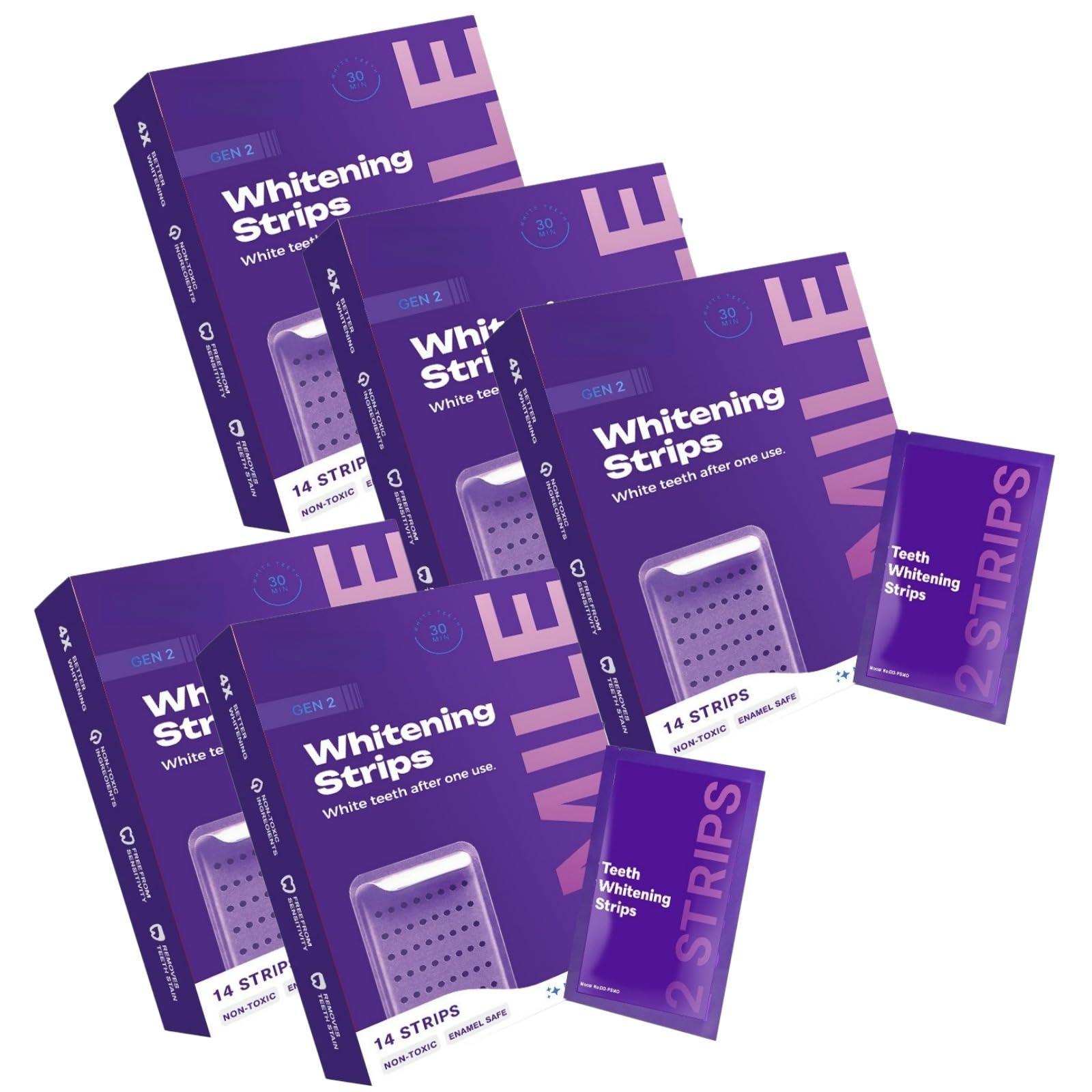 Zahnaufhellungsstreifen, violett, Set zur Zahnaufhellung ohne Peroxid | Korrektureffekt des gelben Farbtons | Whitening Strips für Zahnaufhellung in 7 Tagen, Hilfe bei der Improve Kaffee/Wein Fleck