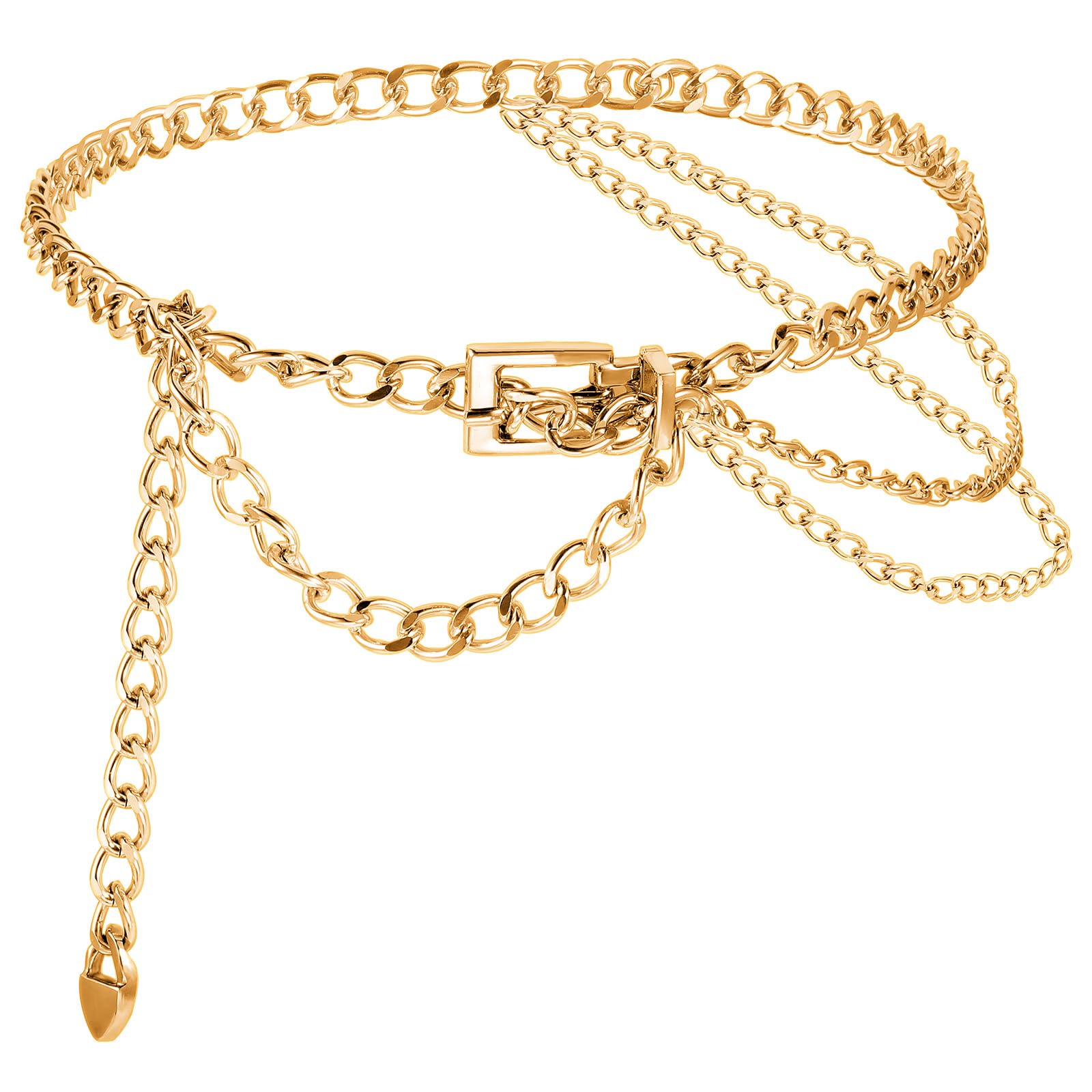 Multilayer Gold Chain Belt for Women Adjustable Metal Waist Belt Punk Fashionable Jewelry for Jeans Dresses Pants Bikini