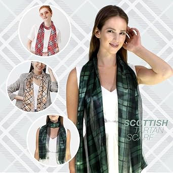 Basic Sense Scottish Tartan Satin Scarf for Women UK, Light Ladies Wrap
