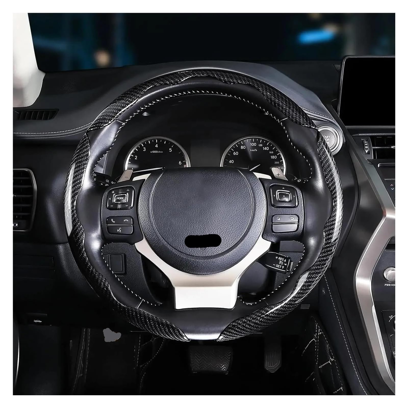 Coprivolante Auto Coprivolante Per Auto Universale | Accessori per lo styling dell'auto segmentati con copertura protettiva antiscivolo in fibra di carbonio 38 cm(3PCS Black)
