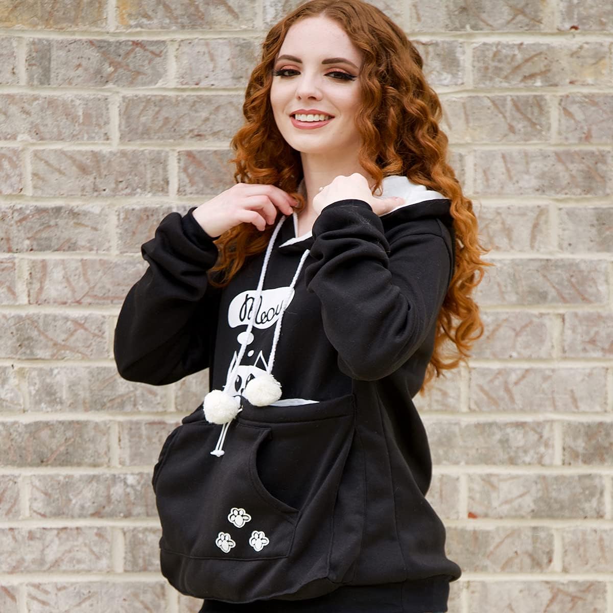 ALYC Pet Pouch Hoodie- Dog Cat Holder Carrier Sweatshirt Fleece Big Pouch Pullover for Women (Black, 3X-Large)