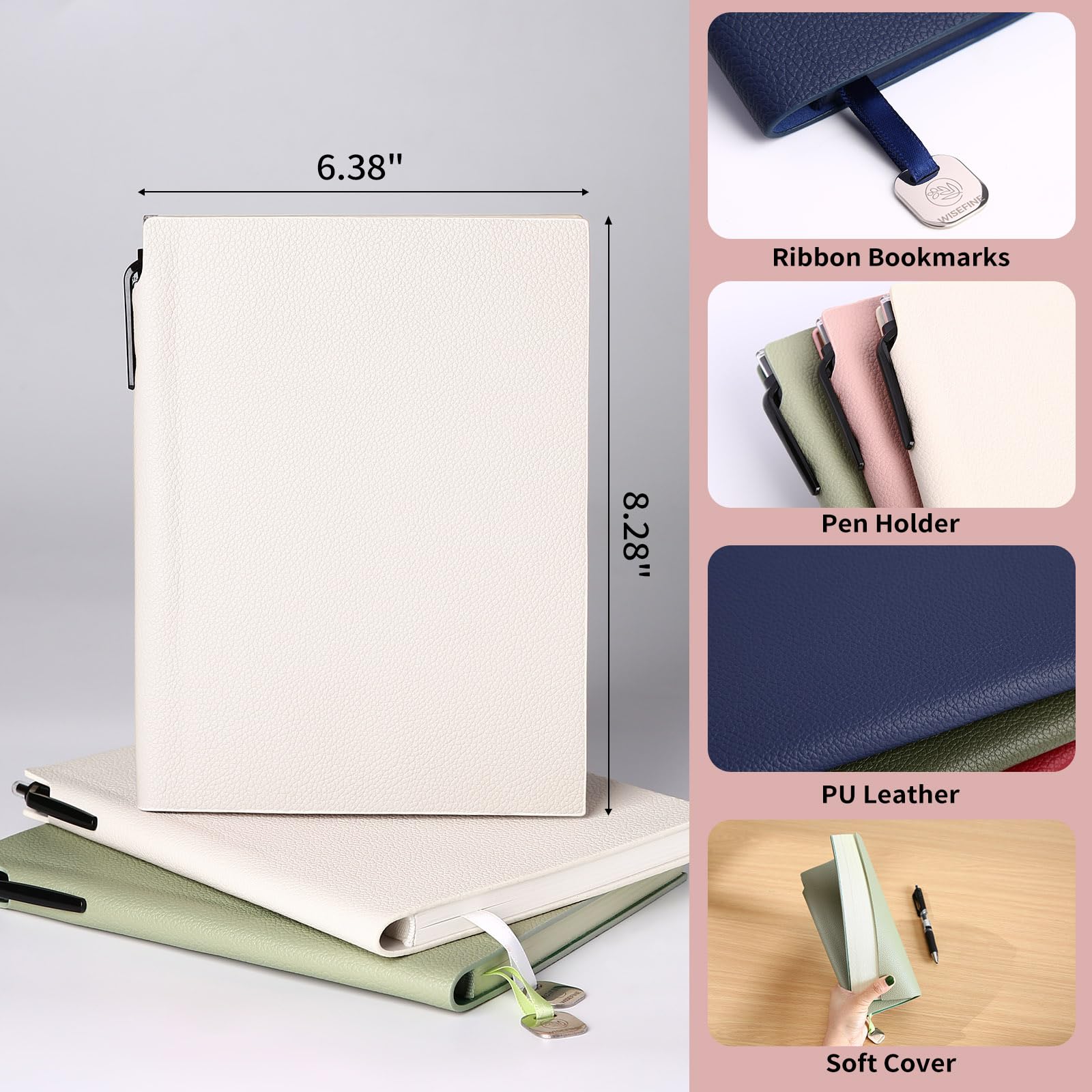 Carnet ligné pour femme, format A5, couverture souple en cuir synthétique, 160 pages, épais pour voyage, quotidien, université, pour le travail, l'école, la prise de notes, les affaires, 16 x