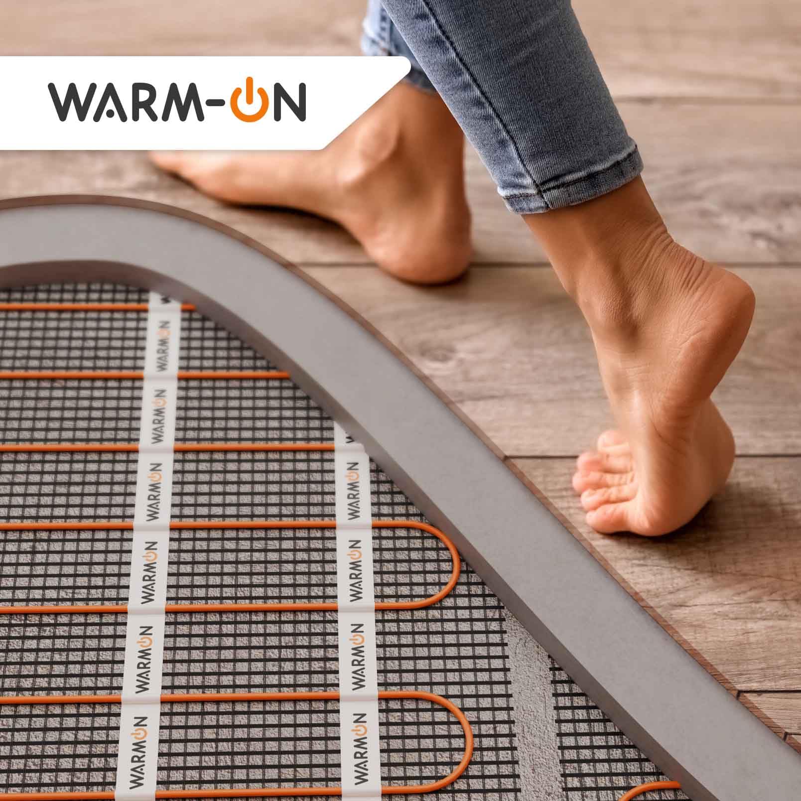 Zweiader-Heizmatte WARMON ULTRA 200 W/m² für Fliesen, heating mat, quick heat, Festwiderstandsheizkabel selbstklebend mit Trägergewebe,Twin'-Technologie, Mattengröße:2,5 m²