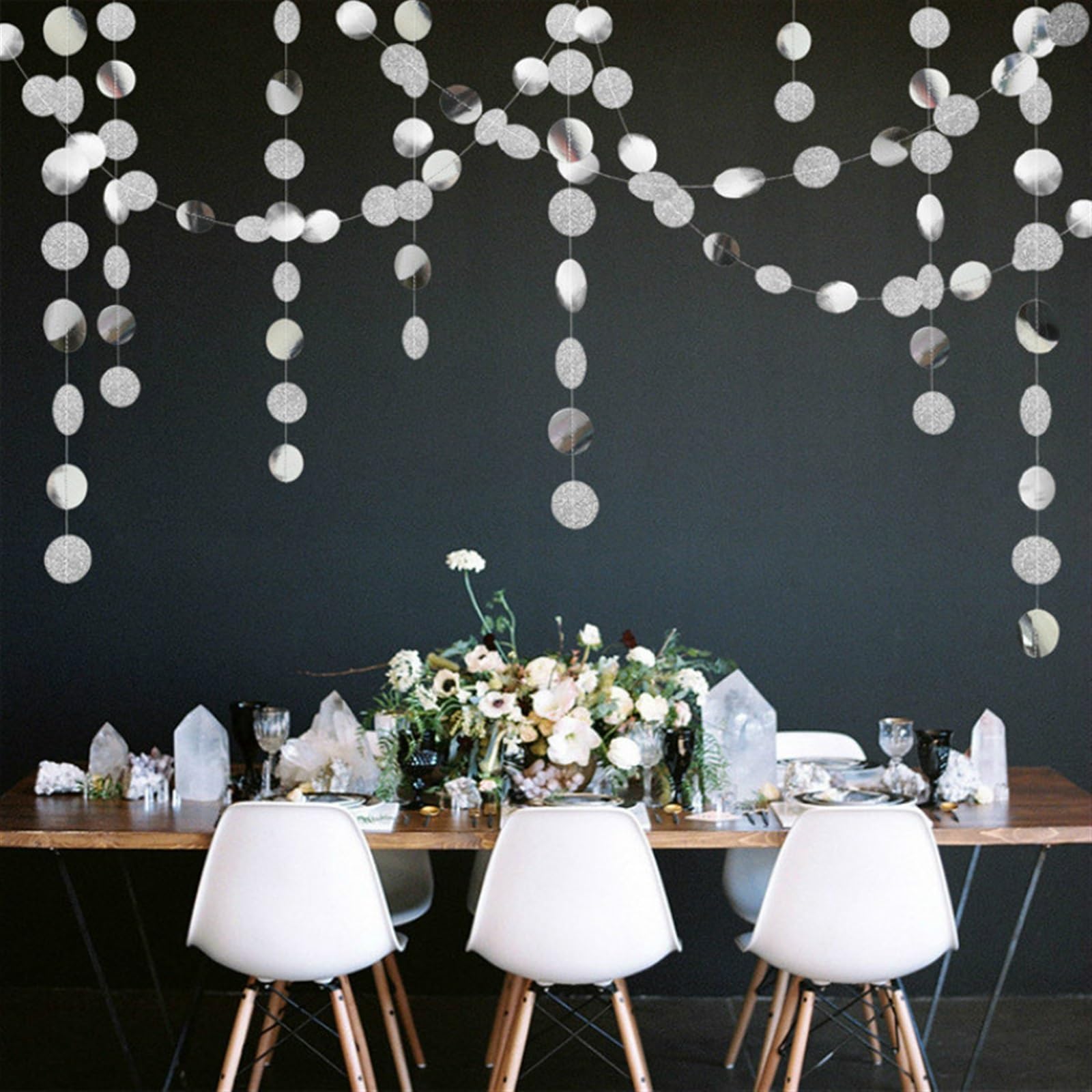Decorazioni iridescenti per feste a forma di stella, cerchio a pois, ghirlanda di carta, striscione con bandierine metalliche, da appendere, decorazione per bambini, compleanno, baby shower
