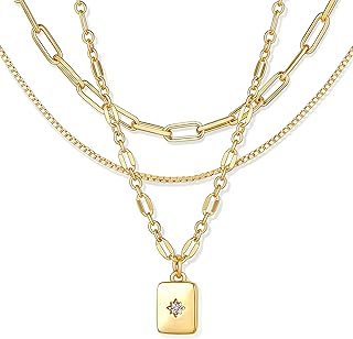 YEEZII Layered Gold Necklaces for Women Trendy, 3 Pcs 14K Gold Plated Choker Paperclip