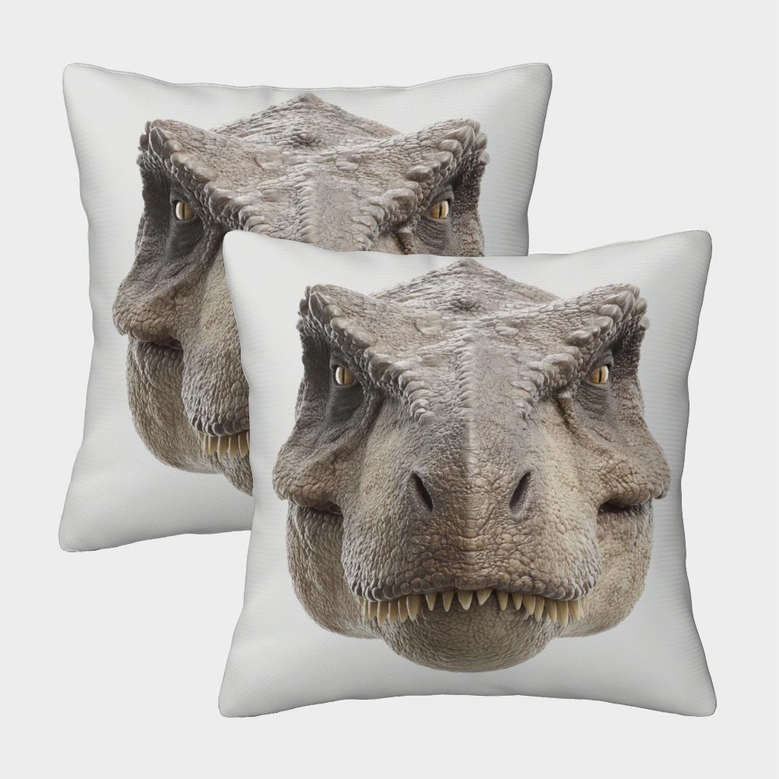 HWEICOIN 3D Printed Dinosaur Head Throw Pillow Covers Dinosaurs Square Cushion Cover Garden Cushion Super Soft Pack of 2 for Sofa Couch Bed 50x50cm
