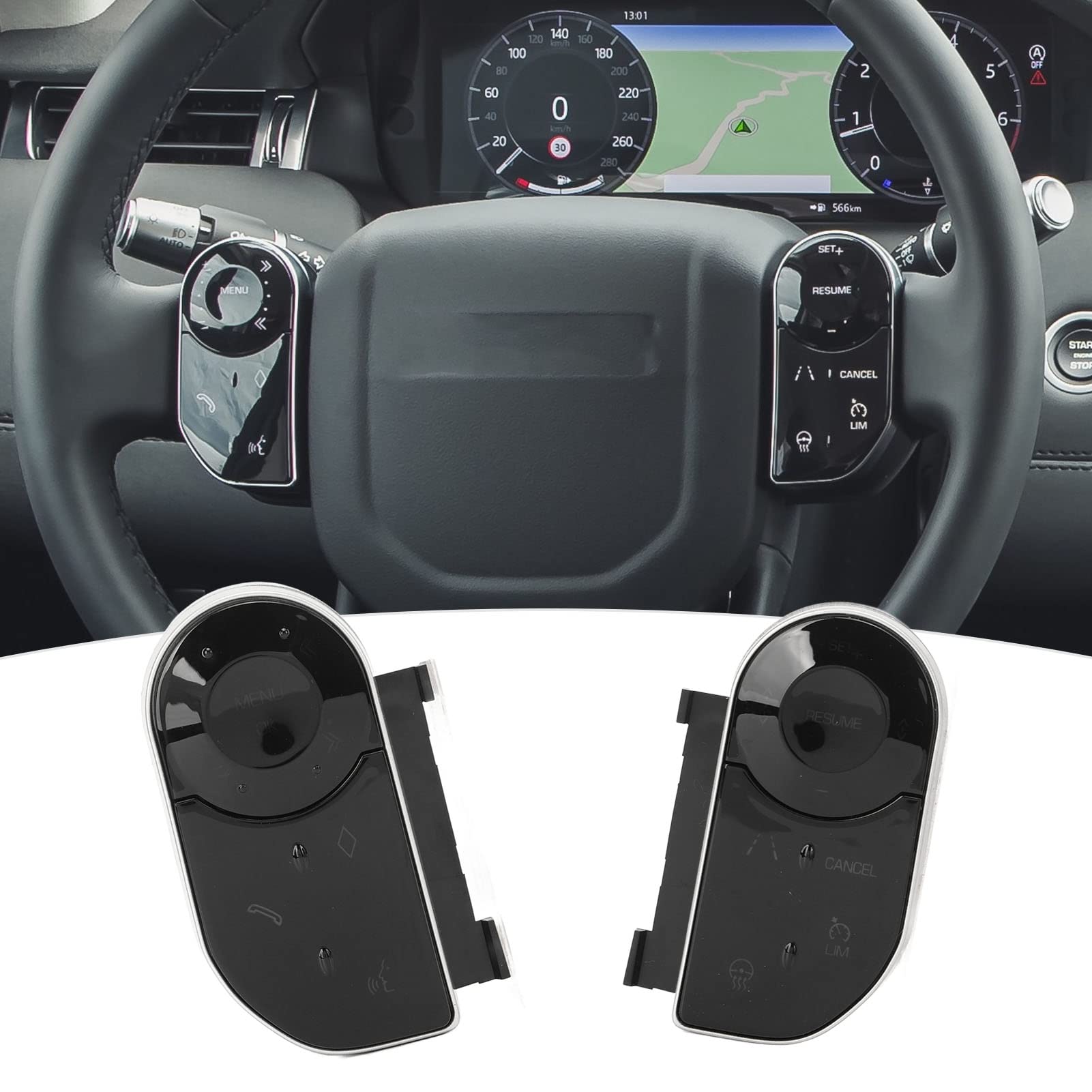 Botón de Interruptor de Control del Volante, 1 par de Interruptor de Control de Llave del Volante, Botón Táctil de Repuesto para