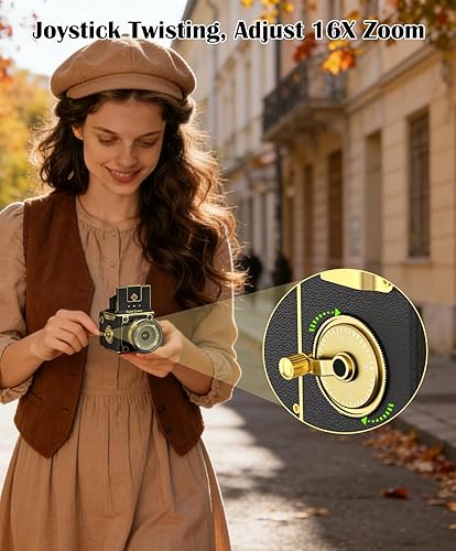 Miniatura 4 de Cámara digital de 2.7 K, cámara digital portátil vintage para vlogging, cámaras retro para fotografía, cámara digital compacta de apuntar y disparar