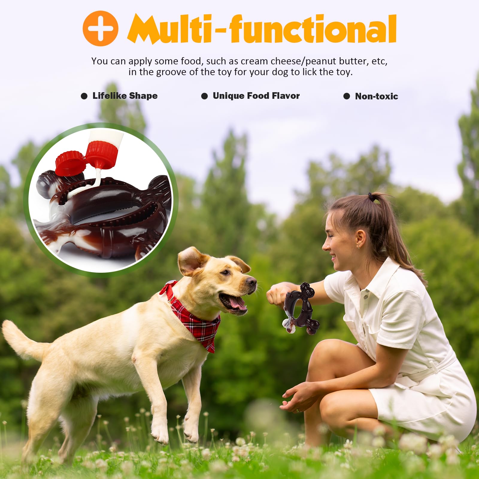 Juguetes para perros, paquete de 3 juguetes indestructibles para masticadores agresivos, nailon resistente y duradero, sabor a leche de tocino real, juguetes masticables para perros de raza