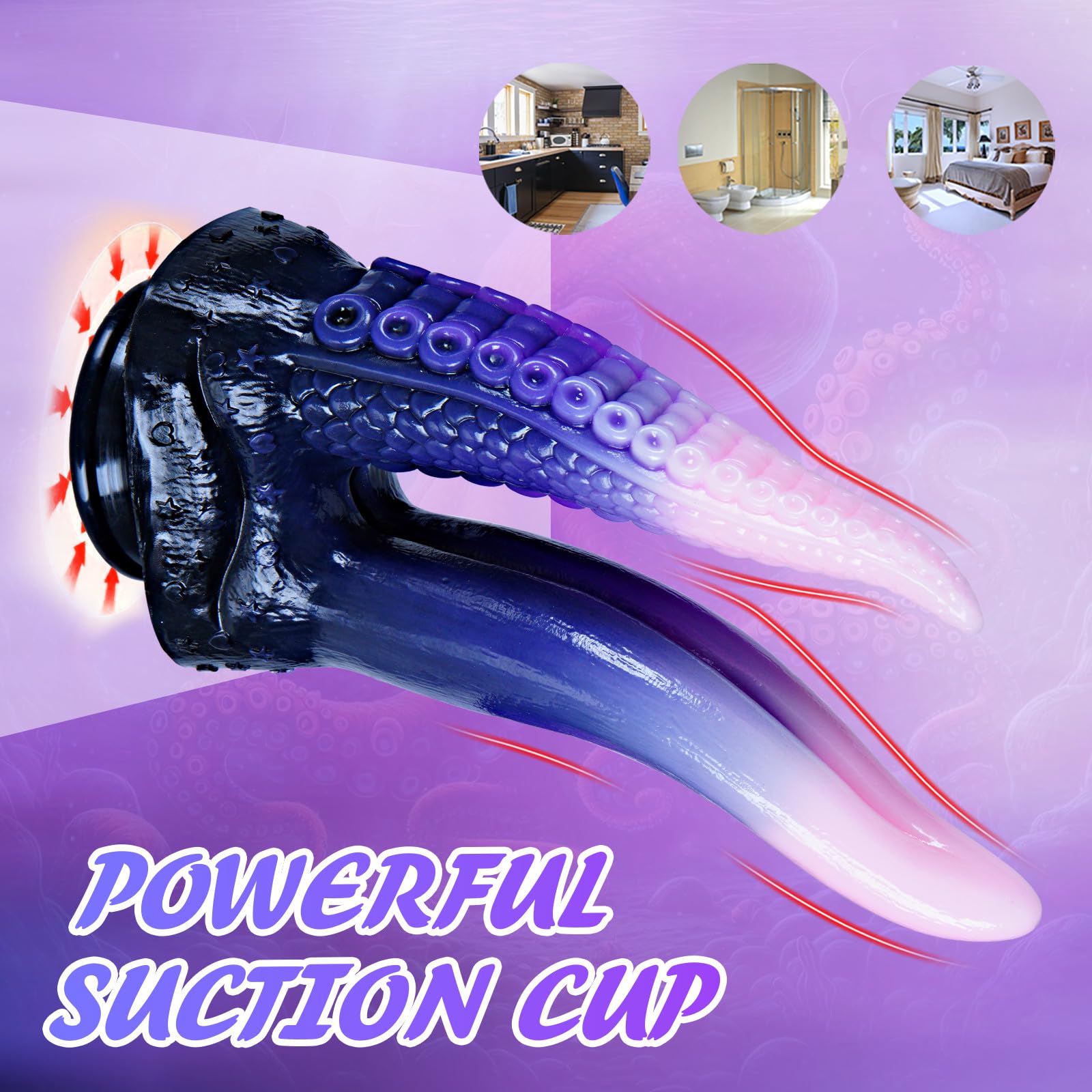 8" Silicone Double Ended Tentacle Tongue Dildo for Lesbian Women, 7" Monster Large Double Sided Ended Dildo with Suction Cup, 6" Dragon Dildos Anal Plug Fantasy Pink Purple Alien Sex Toy for Couples: Powder Blue L