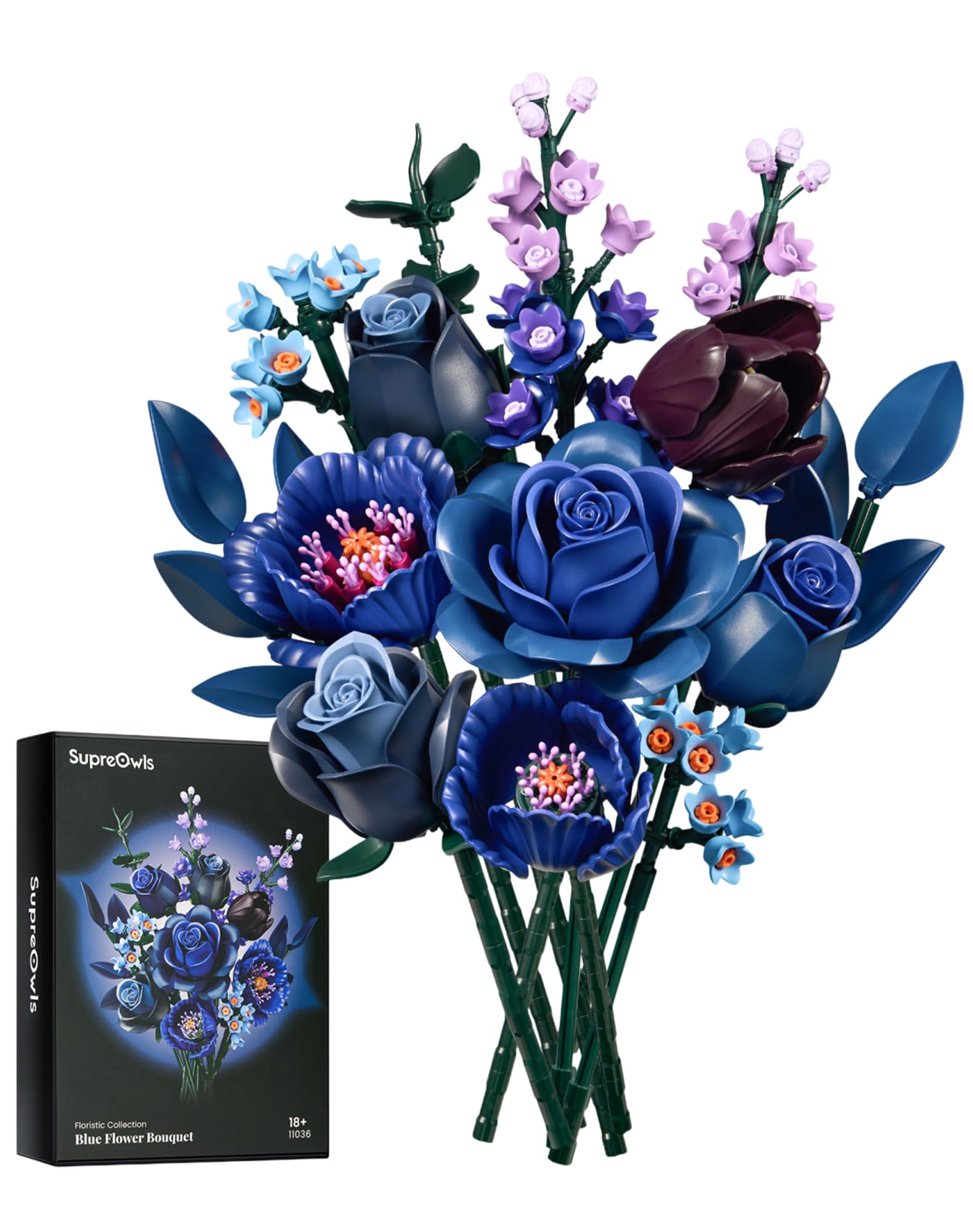 Photo 1 of Bloxbotany Blue Roses Flower Bouquet Building Blocks Set