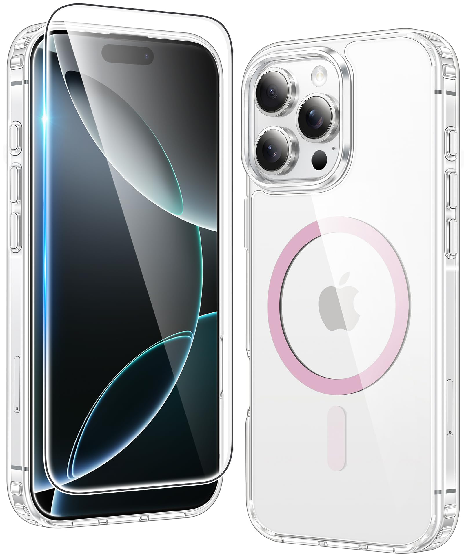 FNTCASE for iPhone 16 Pro-Max Case Compatible with Magsafe Clear Phonecase | Screen Protector, Military Grade Drop Protection, Slim Magnetic Phone Cases, Shockproof Bumper, Transparent Cell Cover