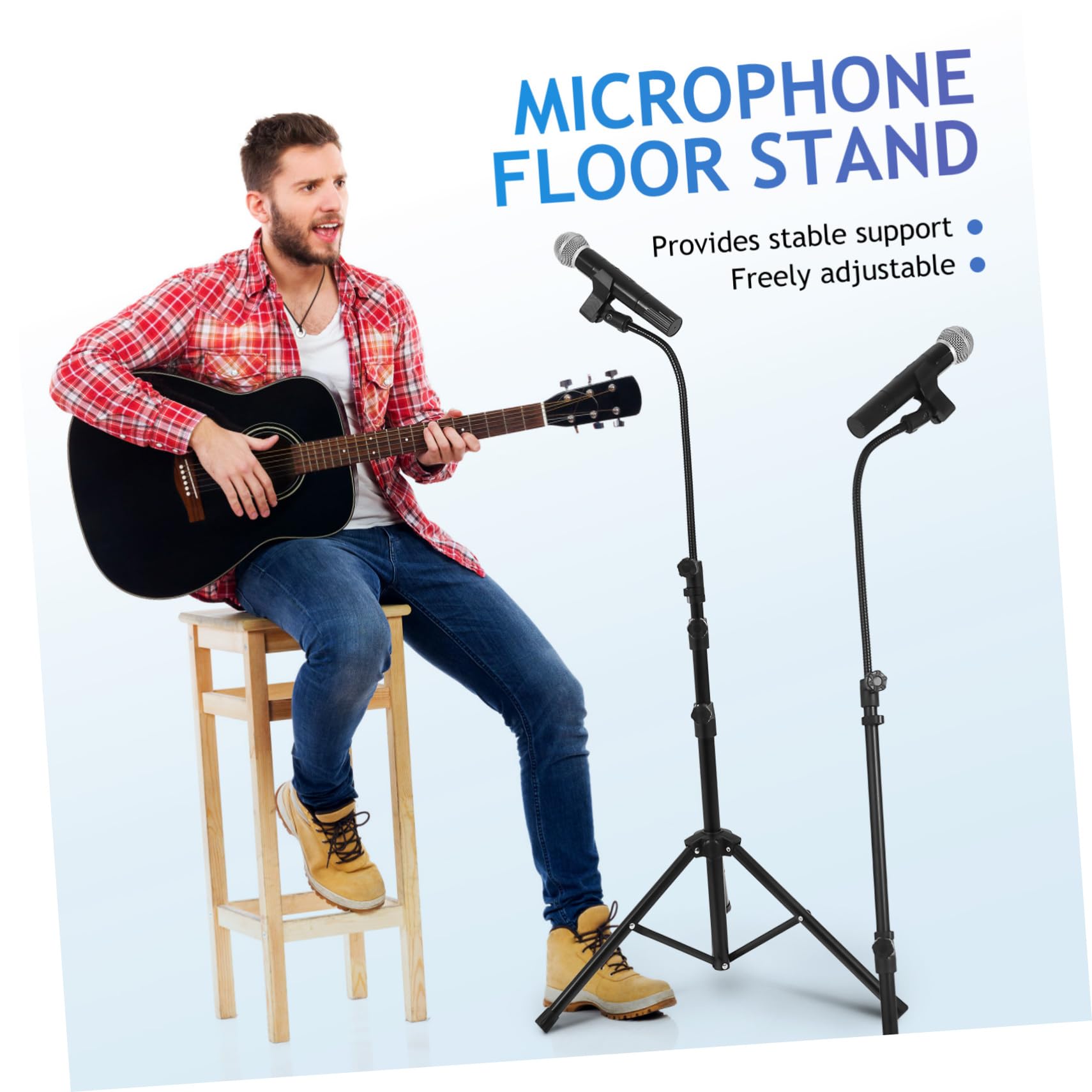 Generisch 1 Satz Mikrofonständer Mike Teleskopständer Bühne Stehen Mikrofon - tischständer Einstellbar Blauer Ständer Mikrofonclip Aufzeichnen Audio - Steht Mikrofone Stand Metall Black