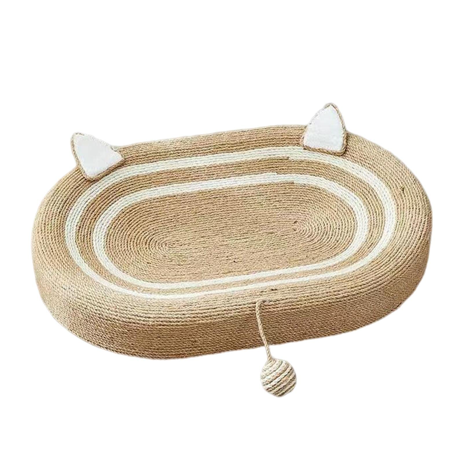 Colcolo Ovales Kratzbrett für Katzen - 3 in 1 Kratzmatte mit Ballspielzeug, Lounge Kratzpappe, Möbelschutz zum Spielen aus Pappe