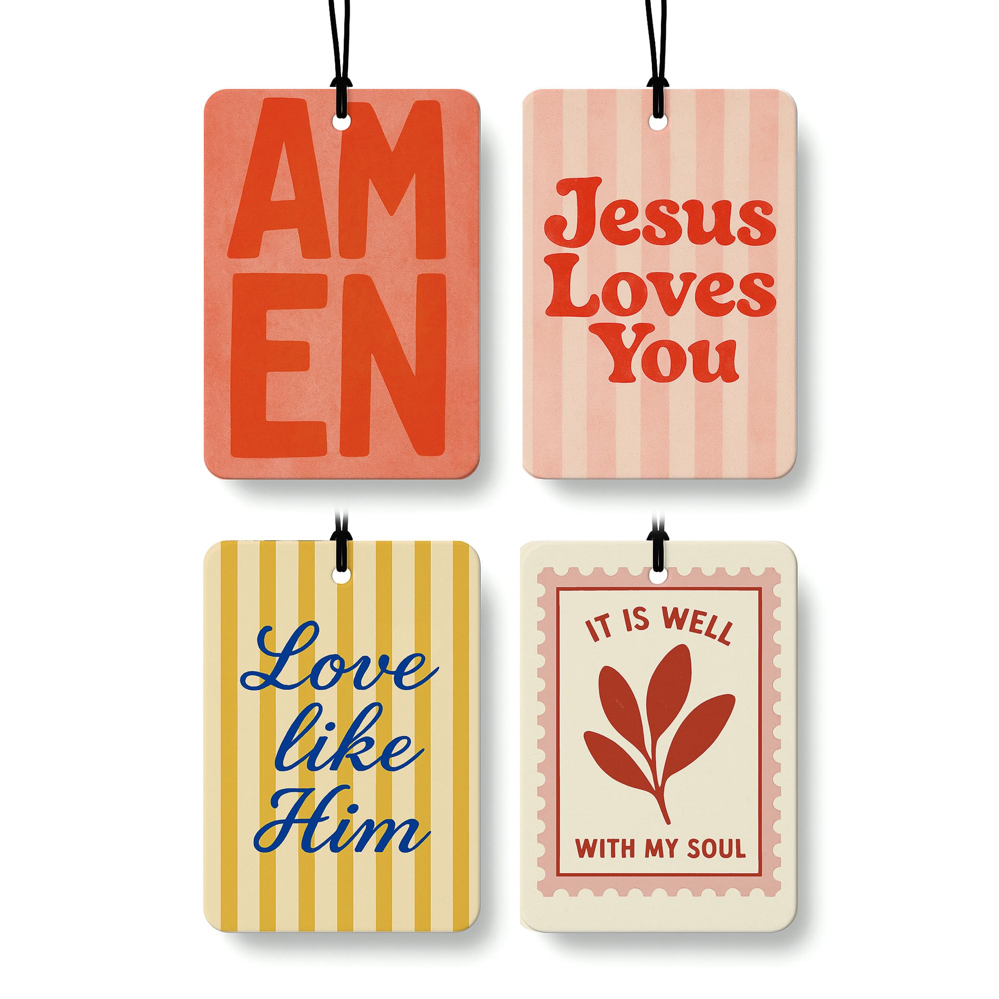 Christian Car Air Freshener 4 Pcs Coconut Scented Inspirational Christian Car Accessories Mirror Decor for Women Religious Bible