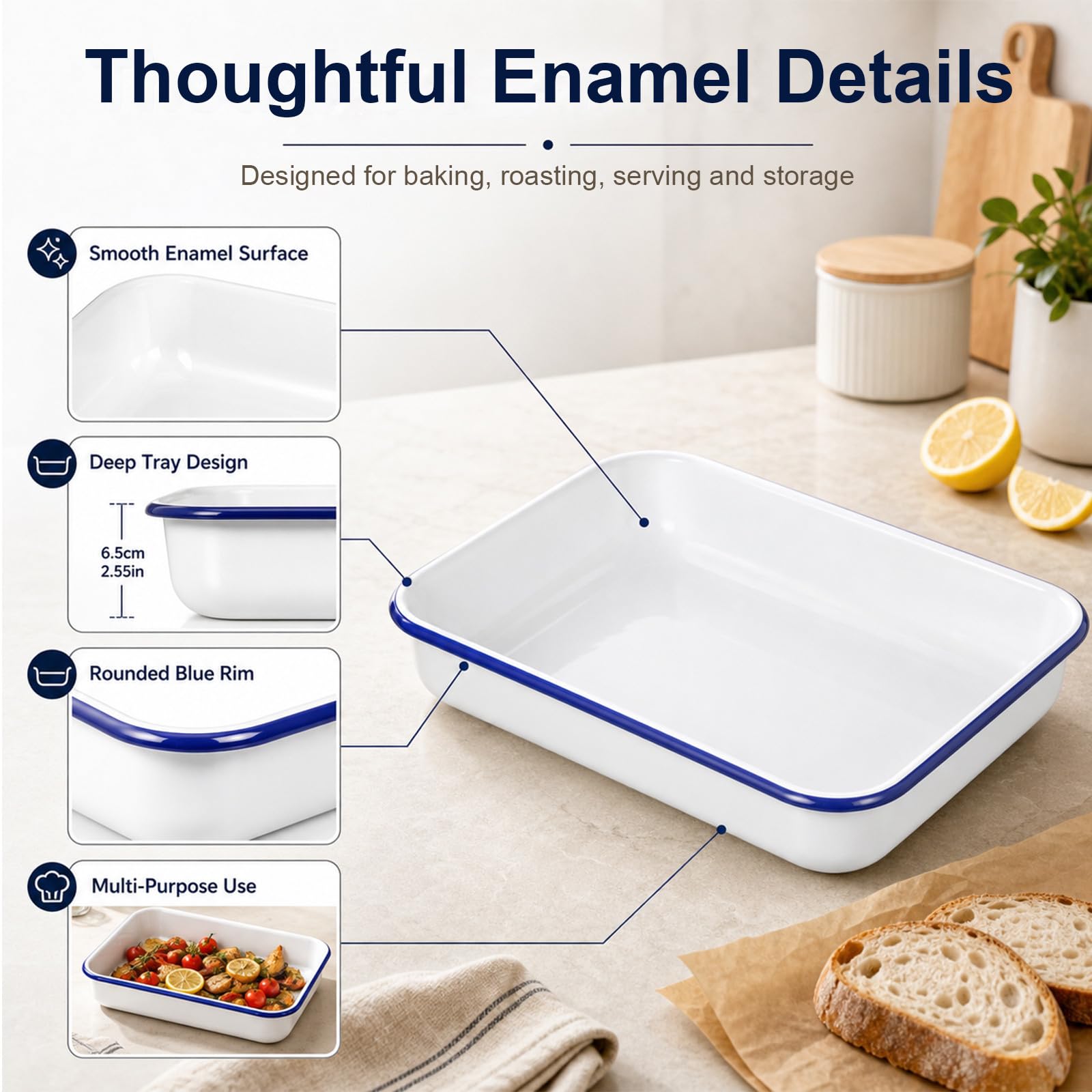 Bandeja para hornear panqueques de esmalte con excelente conductividad térmica y resistencia al calor, ideal para cocinar y almacenamiento en cocina profesional Color Aleatorio