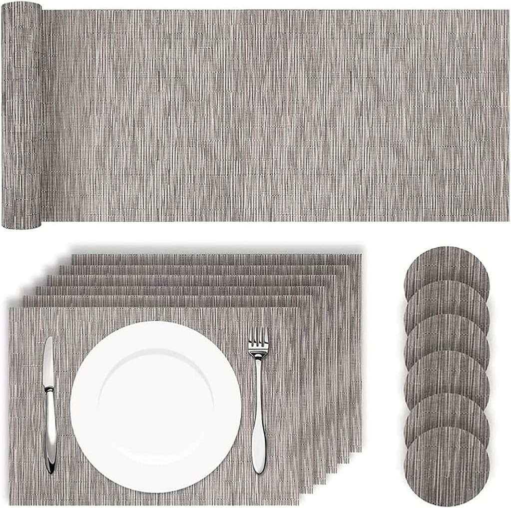 12Pcs PVC Table Runner Dining Table Mat Waterproof Non-Slip Pad Placemat Home Decor(White-Dinosaur Doodle4)