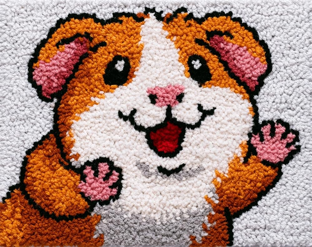 FWRTYCB Latch Hook Kits Rugs,Cute Smiling Guinea Pig