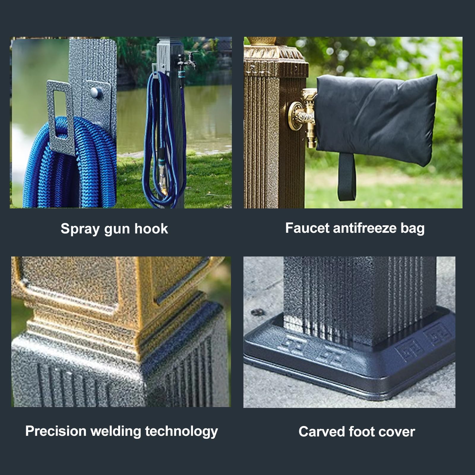 Flexible Schlauchstütze für Gartenwasserhahn, Frostsicheres Design, Bodenarmatur für effizientes Wassermanagement, ideal für den Außenbereich