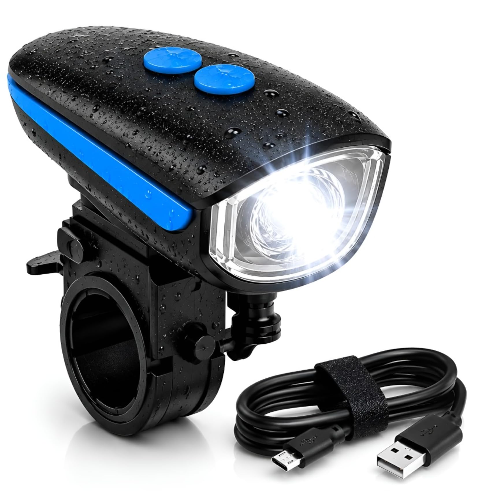 PulGos 2-in-1 Rechargeable - Cycle Light (3 Modes) and Horn/Cycle Lights Rechargeable Waterproof, Bicycle Accessories, Bicycle Light kit and Bell (Balck)-image-43