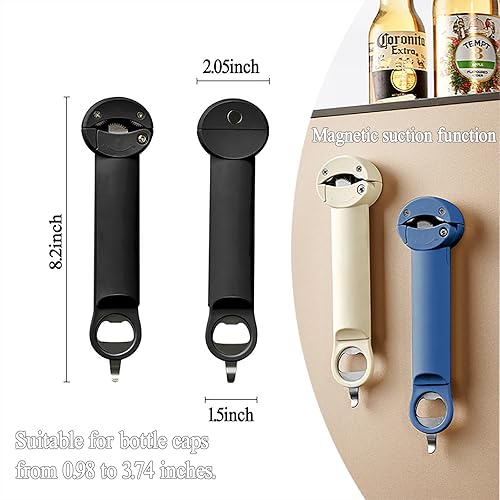 Miniatura 4 de Abrelatas de tapas para manos débiles, abrebotellas retráctil, ajustable, multifuncional, para personas mayores, accesorios de cocina magnéticos