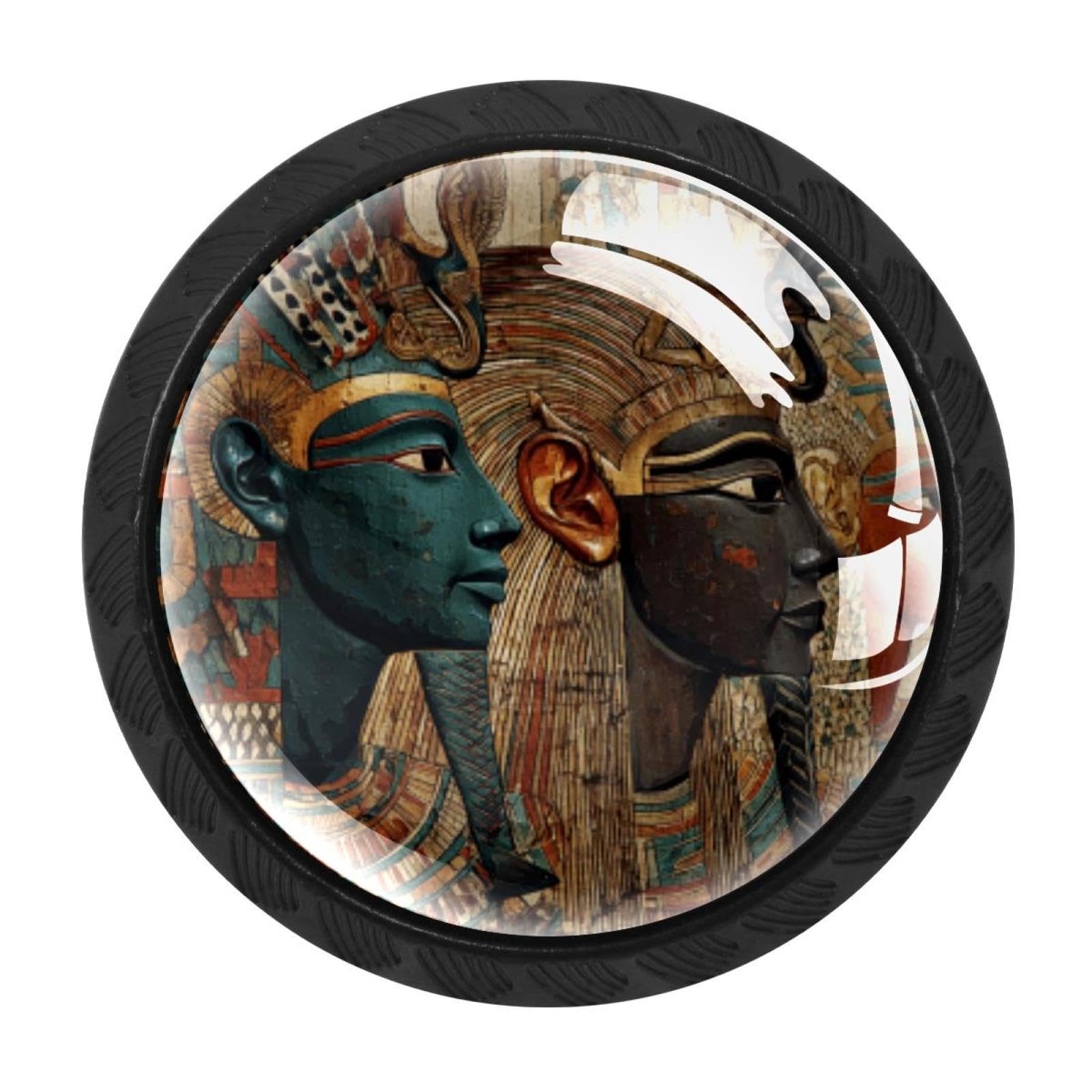 CHENZZZZ 4 Pack Round Cabinet Knobs for Kitchen Bathroom Closet Dresser Cabinets, Ancient Egypt Art Painting Retro