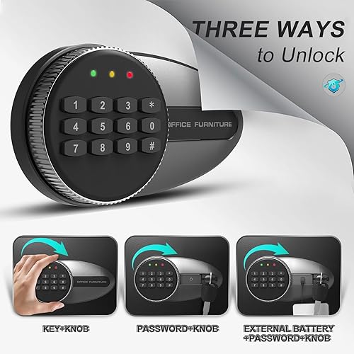 Miniatura 3 de BONANO Caja fuerte pequeña, caja de seguridad de 0.5 cúbicos con teclado electrónico y bolsa impermeable ignífuga, pequeña caja de seguridad para