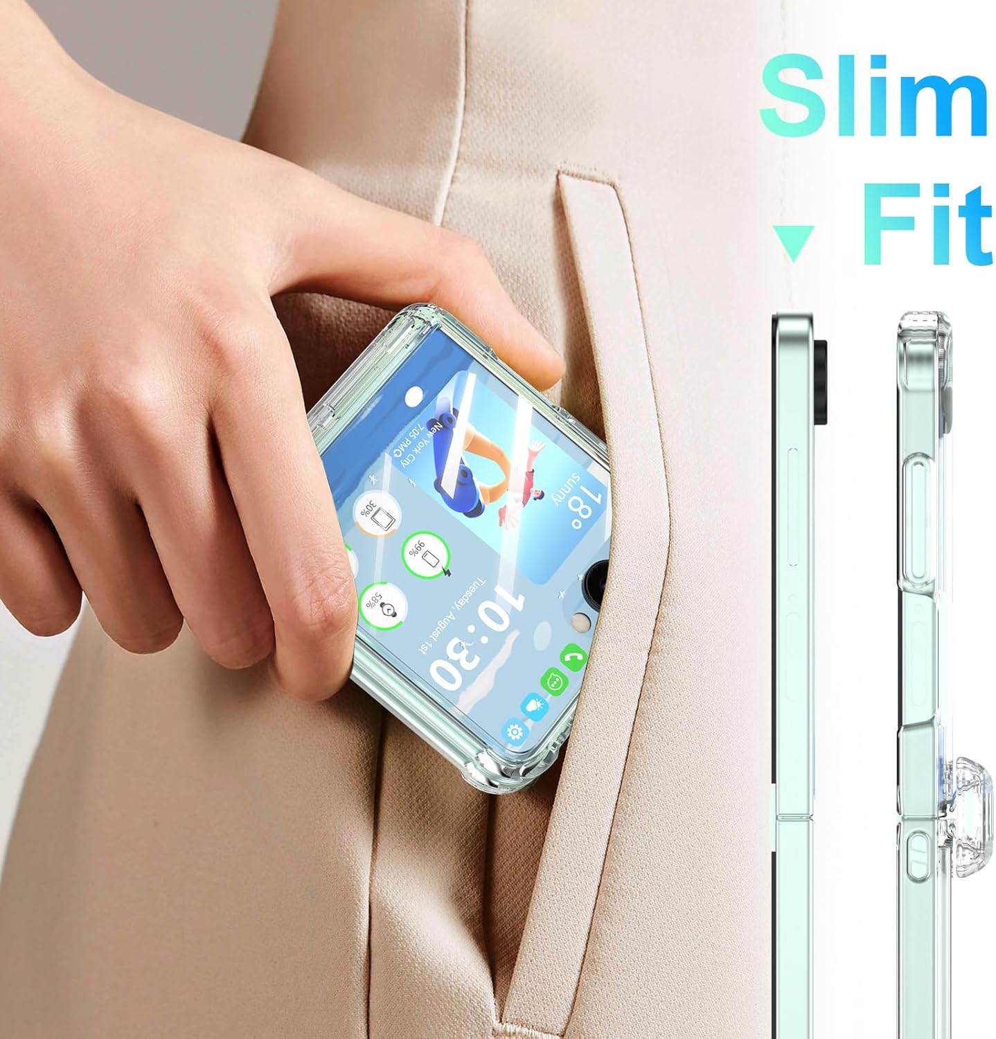 Designed for Samsung Galaxy Z Flip 7 Case Magnetic with Hinge Protection & Built-in Tempered Glass Screen Protector for Flip 7 Shockproof Protective Phone Case Cover (Crystal)
